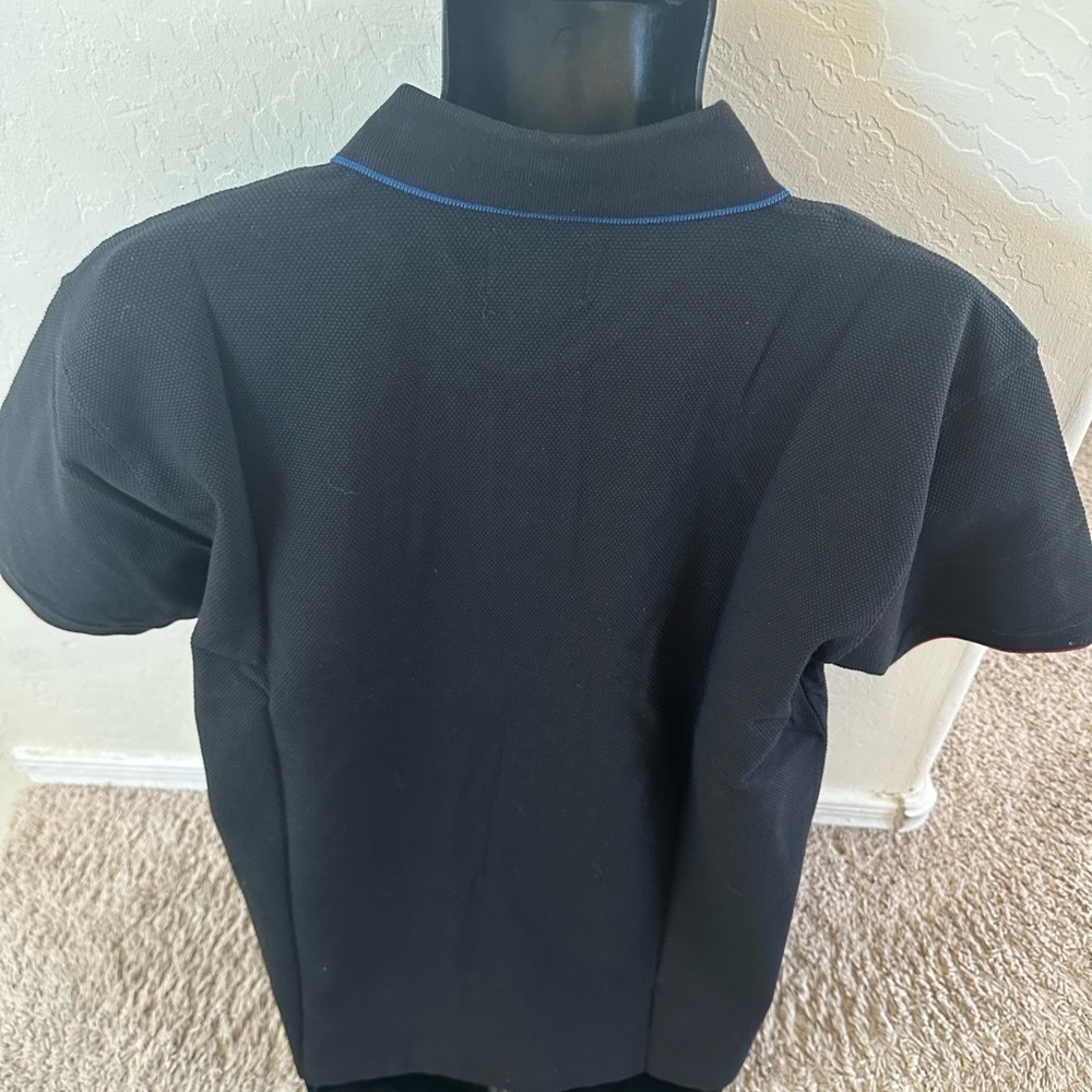 Men’s black absolut Vodka knit polo shirt size L large button pre own as is - Picture 2 of 5